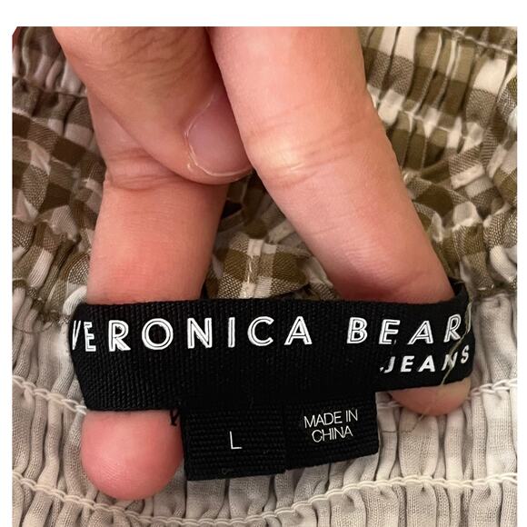 Veronica Beard skirt Alyoa Smocked Gingham Mini size Large L - Picture 4 of 4